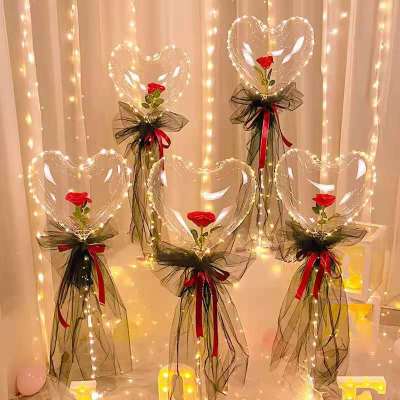 Internet Celebrity Bounce Ball Rose with Light, Bright, Hot-Selling Confession Gift Balloon Flower Material Package, Push Stall
