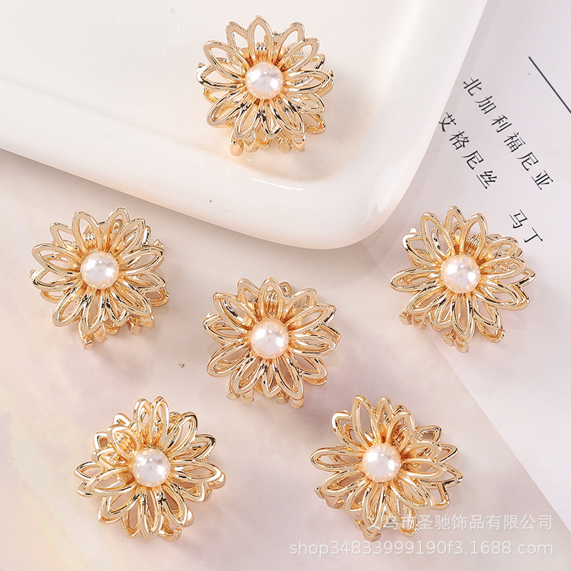 Korean Alloy Electroplated Pearl Hair Clip Hairpin Women's B...