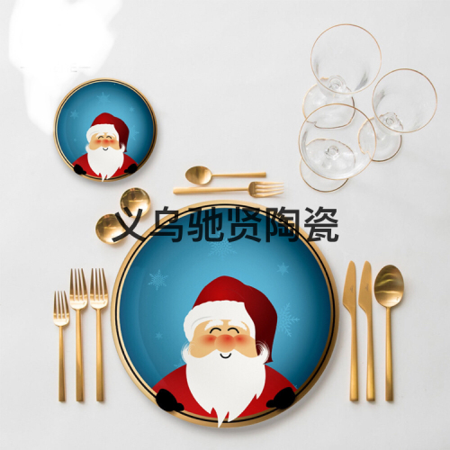 high bone china plate ceramic western plate santa claus plate ceramic crafts decoration tableware hotel table decoration