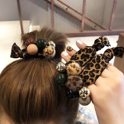 japanese and korean leopard print classic hair band personality versatile temperament thick rubber band headdress simple cross-border hair accessories ponytail head rope