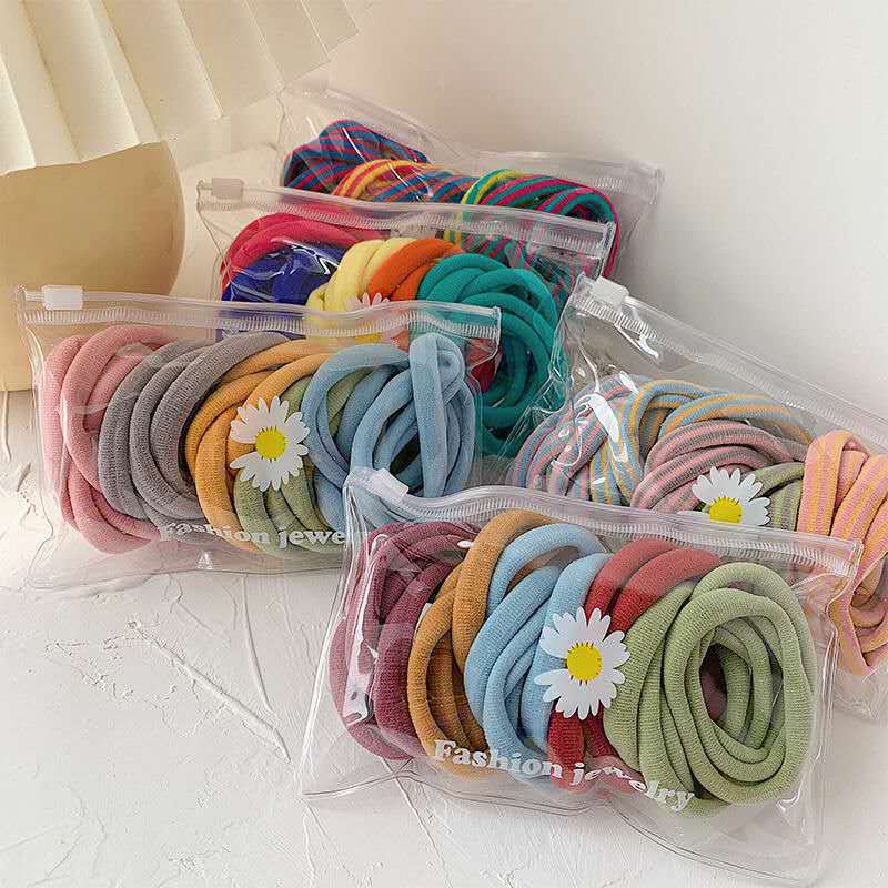 Rainbow Color Hair Band Rubber Band Female Japanese Hair Tie Rope Net Red Minimalistic Headdress Ins