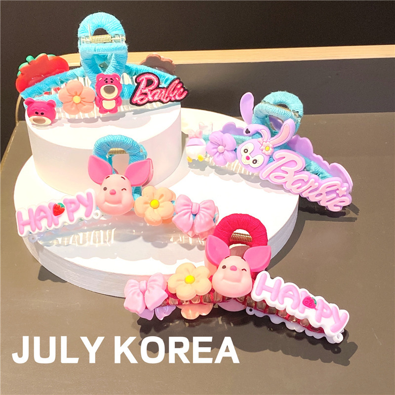 Strawberry Bear Grip DIY Homemade by Hand Hair Clips Hair Accessories Cartoon Back of Head Cute Hair