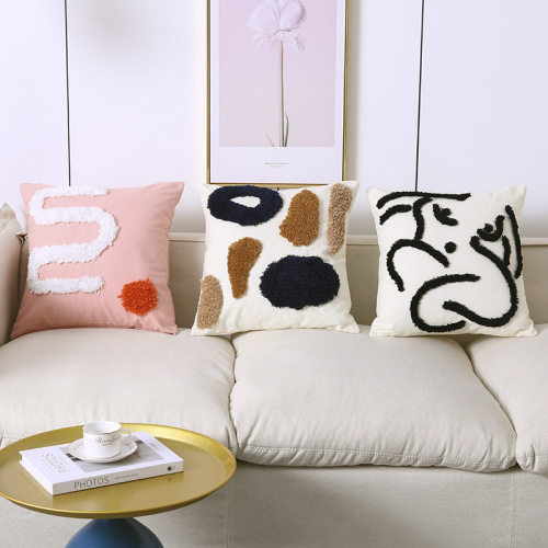ins nordic embroidery heavy industry ins artistic style pillow internet celebrity sofa pillow bedside cushion