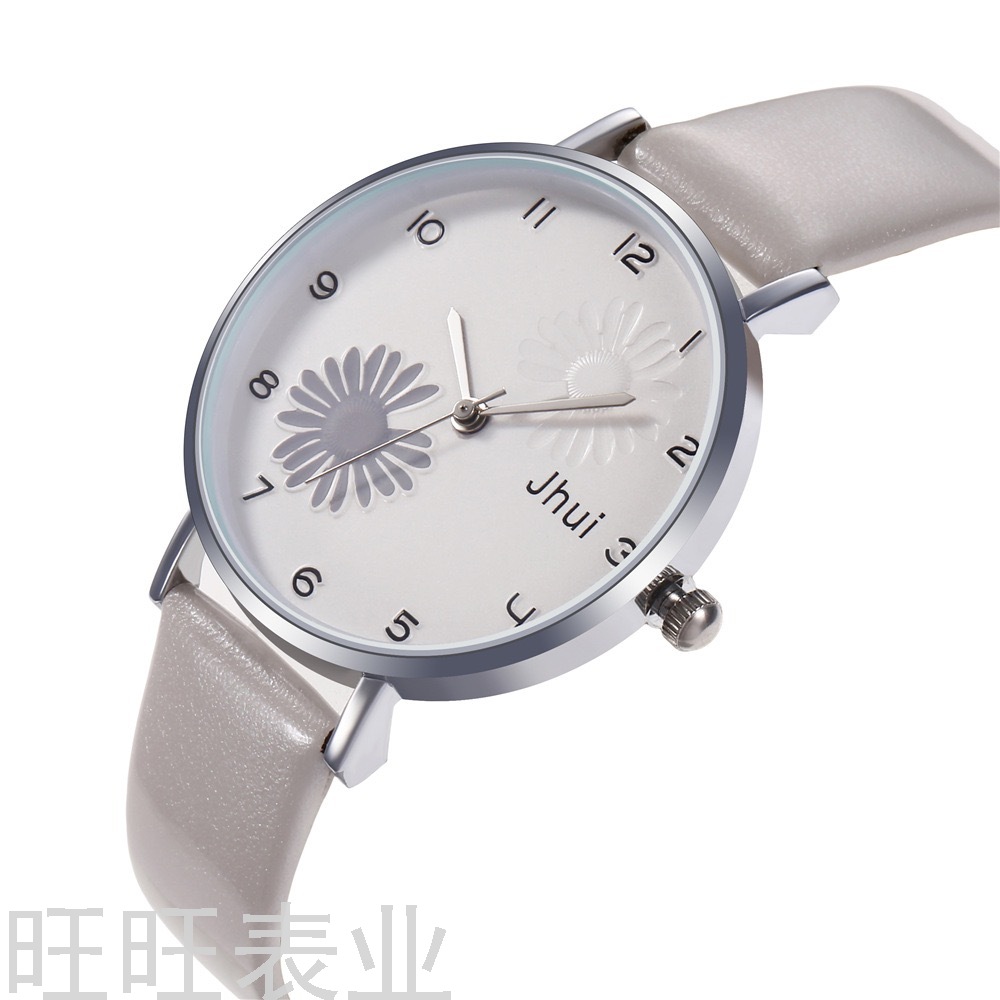 Wish Korean Fashion Little Daisy Women's Leather-Belt Watch Digital PU Leather Quartz Watch Fac