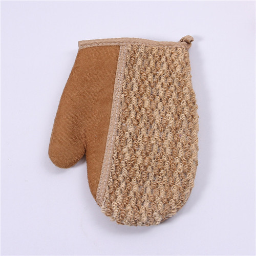 Factory Direct Sales Hot Sale Double Color Hemp Straight Mouth Gloves Simple and Comfortable Exfoliating Bath Gloves