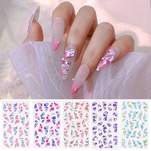 popular nail decals 5d nail stickers embossed nail stickers 5d relief three-dimensional ribbon nail stickers