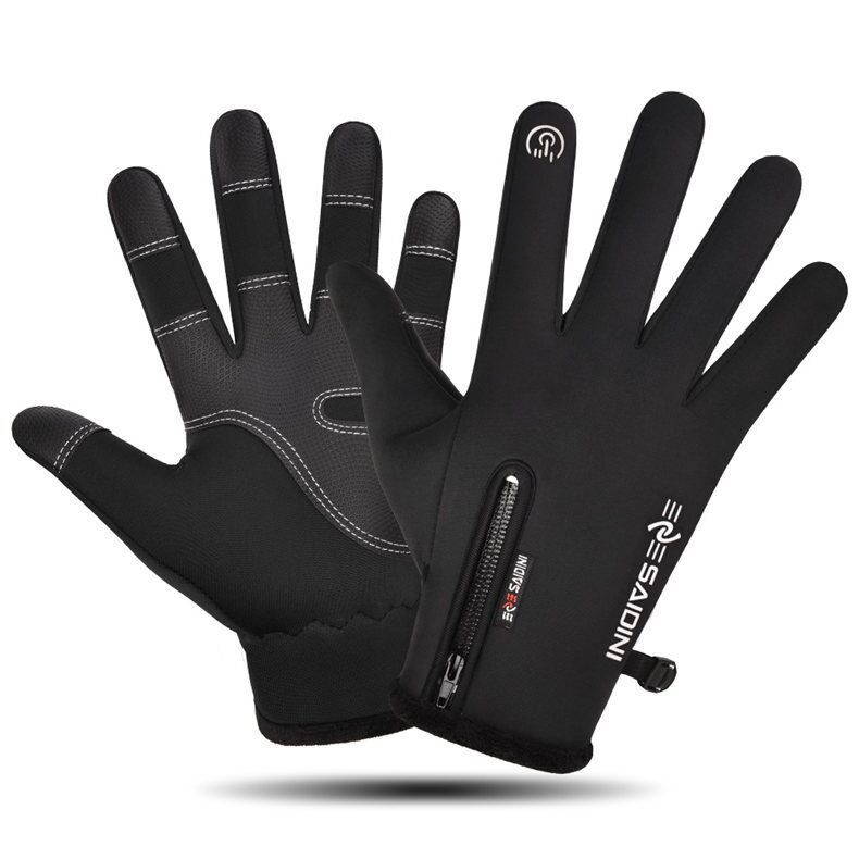 Men's Autumn and Winter Gloves Touch Screen Zipper Waterproof Cycling Outdoor Training Non-Slip
