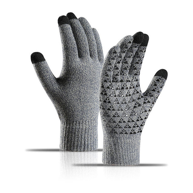 Winter Riding Fleece-Lined Thickened Non-Slip Touch Screen Gloves Knitted Warm Touch Gloves for Men 