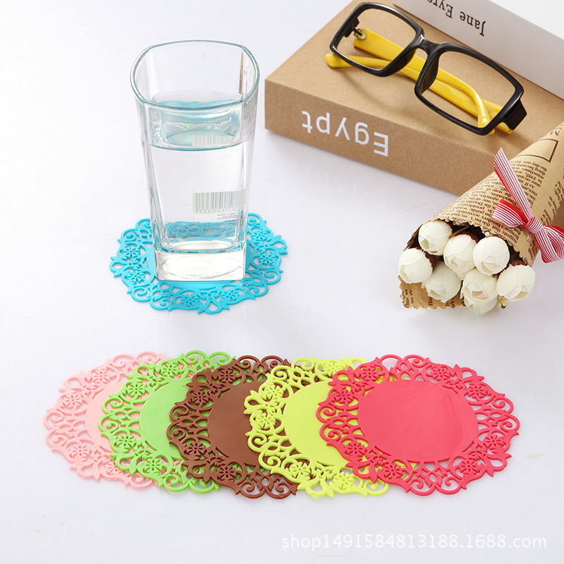 Gift Creative Hollow Silicone Flower-Shaped Non-Slip Anti-Scald Heat Insulation Teacup Mat Potholder