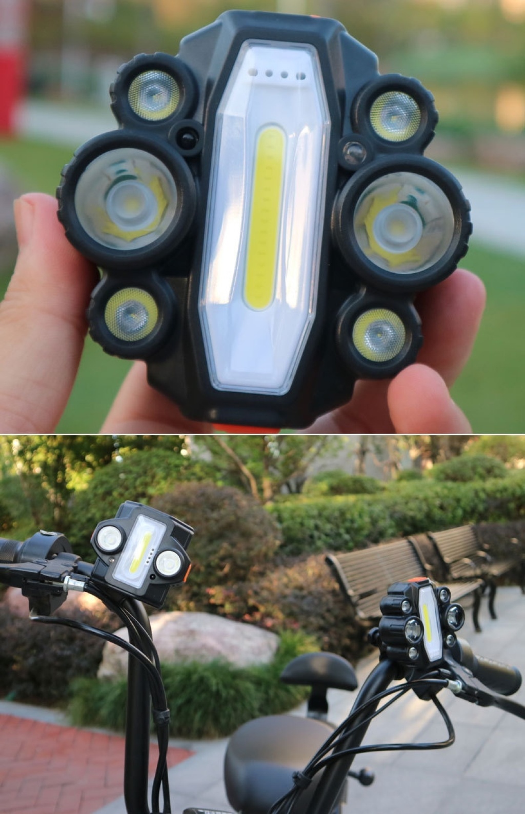 W662自行车灯W661可感应强光头灯两用泛光头灯可充电营地灯维修灯详情5