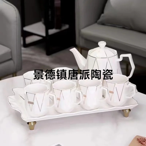 6 cups per tray new water appliance light luxury style ceramic pot ceramic cup ceramic tray