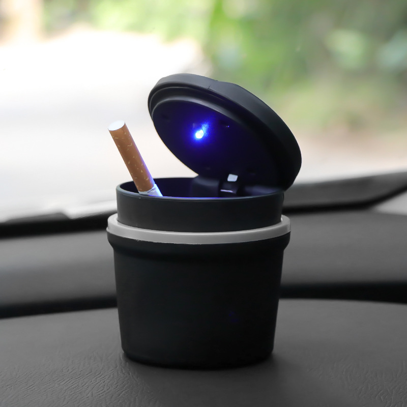 Car Ashtray TikTok Same Style Car Multifunction Car Luminous Hanging Car Creative Covered Gray Cylin