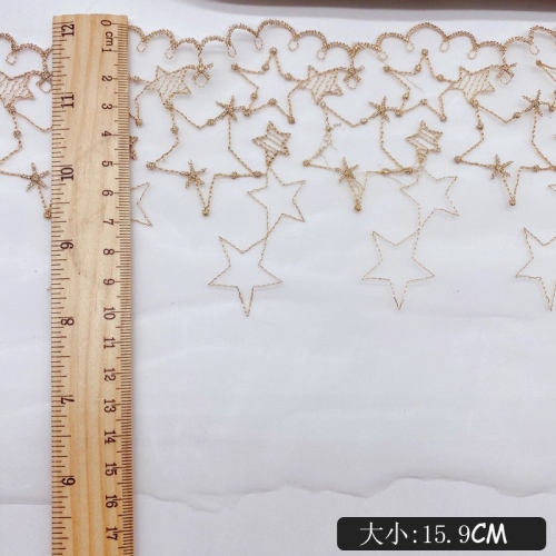 new gold thread star mesh embroidery lace water soluble gold embroidered lolita wedding cuff accessories