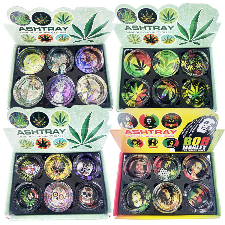 Creative Ashtray Glass Crystal Cylinder Household Ashtray Cigar Ashtray round Ashtray Glass Storage