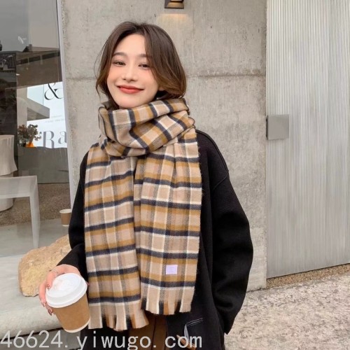 scarf for women 2021 autumn and winter new plaid scarf cashmere-like korean style versatile warm french retro shawl tide