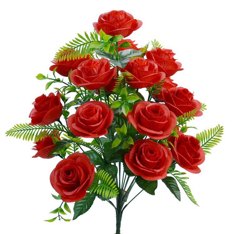 Yiwu Screen Artificial Flower in Stock Wholesale Artificial Rose 18 round Rose Silk Flower 18 Fake B
