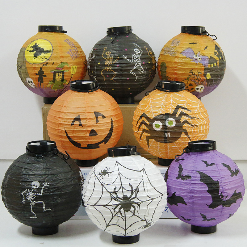 Decoration Halloween Pumpkin Lantern LED Battery Box Lantern Party Bar Decorative Paper Lantern Outl