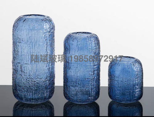 北欧创意蓝色玻璃花瓶摆件简约客厅餐桌水培鲜花插花干花装饰瓶子