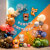 INS Morandi Retro Balloon Decoration Baby Full-Year Banquet Children's Birthday Background Wall Poster Layout Scene