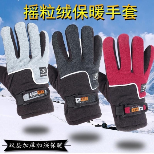 Factory Direct Sales Outdoor Cycling Polar Fleece Gloves Full Finger Winter Warm Thick Windproof Gloves