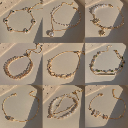 korean style vintage pearl bracelet female ins niche design titanium steel bracelet simple cold style hand jewelry wholesale