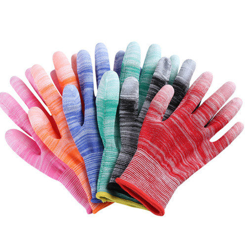 pu coated gloves nylon black thin labor protection anti-slip anti-static wear-resistant breathable work dipping glue coating electronic factory