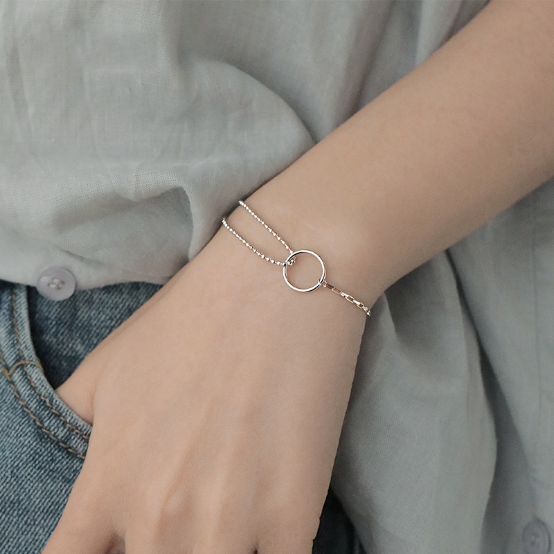 Geometric Bracelet Female Simple Personality Design Sense Trendy Cold Style Retro round Buckle Femal