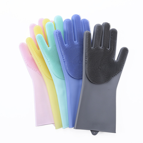 spot silicone dishwashing gloves waterproof non-slip multifunctional dishwashing brush magic gloves kitchen cleaning gloves