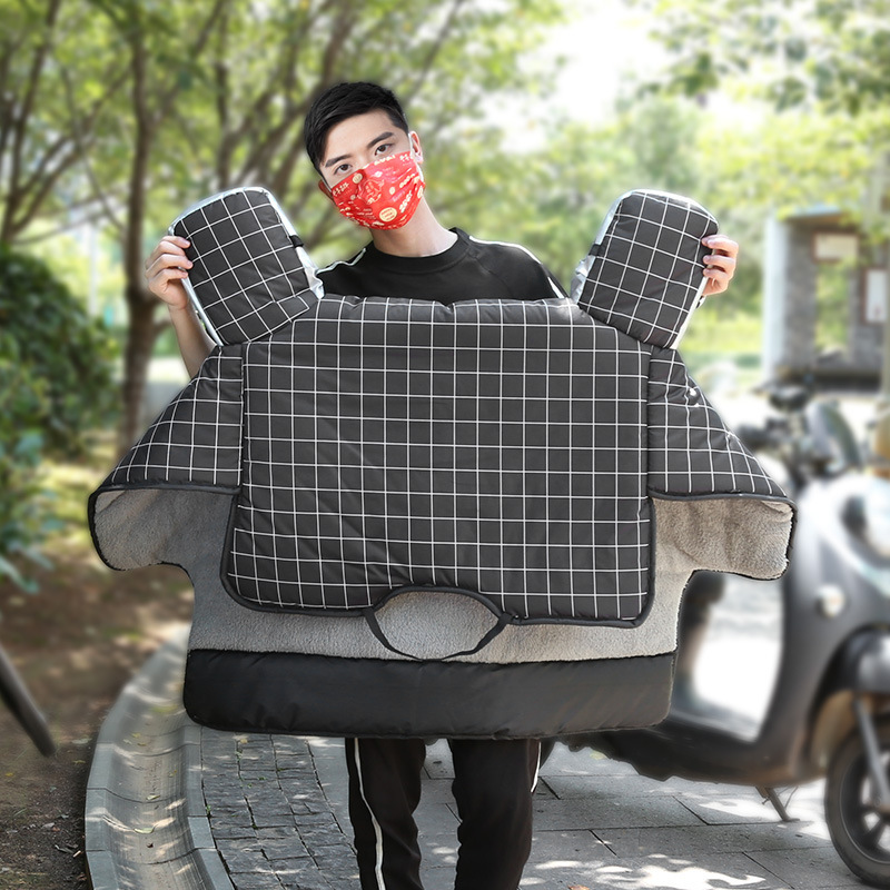 E-Bike Windshield Winter Thick Cotton Windproof and Cold-Proof Thermal Battery Car Windshield Fleece