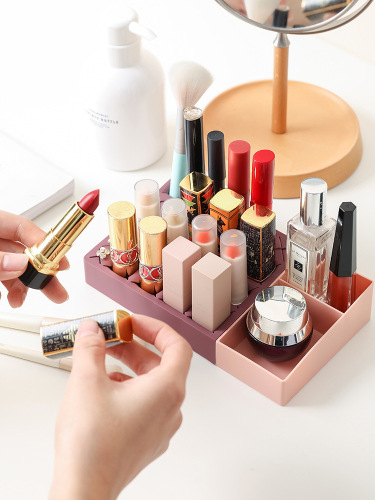 Lipstick Storage Box Ins Girl Heart Multi-Grid Display Shelf Desk Cosmetics Brush Creative Jewelry Box