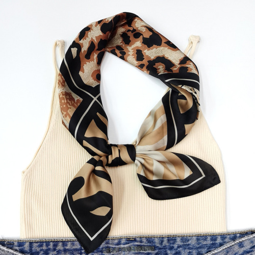 New Printed Square Scarf Artificial Silk European and American Foreign Trade Scarf Animal Pattern Silk Scarf Artificial Silk