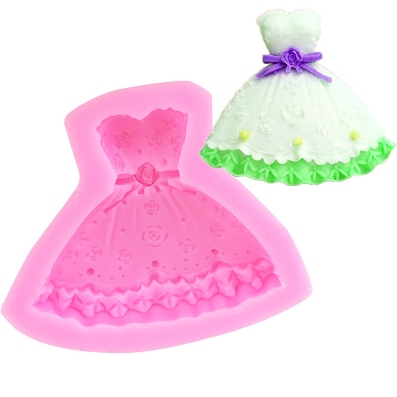Tube Top Dress Wedding Evening Dress Princess Dress Silicone Mold Fondant Chocolate Cake Decorations