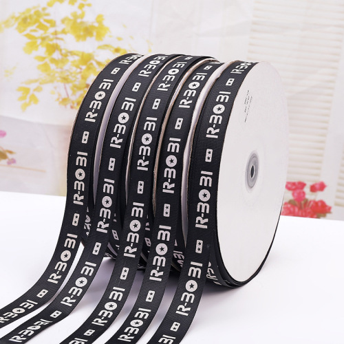 Fashion Printing Thread Ribbon English Printing Polyester Rib Korean Ribbon Clothing Accessories Packaging Ribbon