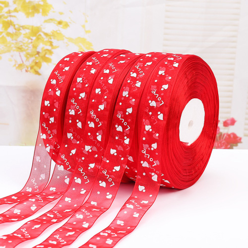 Mesh Ribbon Organza Tape Wedding Polyster Ribbon Color Printing Dot Ribbon Gift Flowers Packing Ribbon in Stock Wholesale