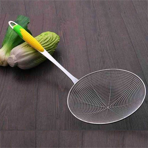 colander stainless steel large colander corn handle thickened colander noodle cooking tool for frying long handle kitchen