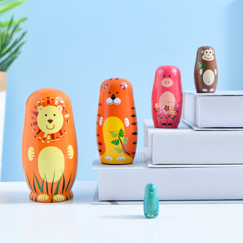 source manufacturer animal doll 5-layer cartoon tiger scenic souvenir handmade wooden crafts