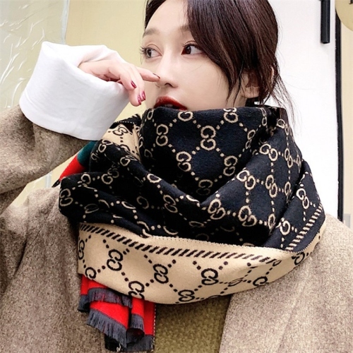 2021 autumn and winter new korean style versatile warm cashmere scarf women‘s double-sided dual-use thickened shawl scarf