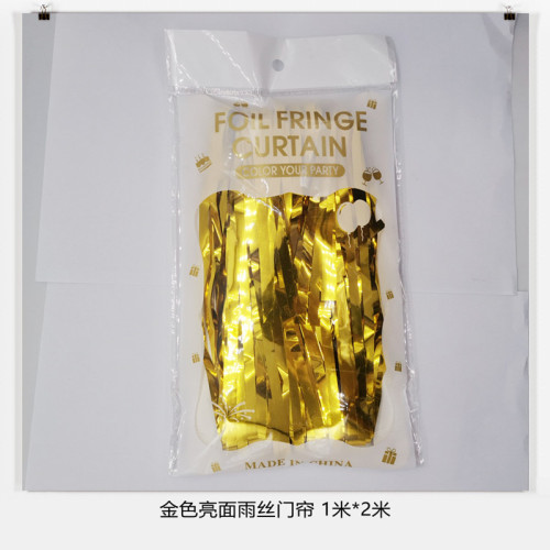 gold aluminum foil tassel glossy ordinary tassel 1 m * 2 m rain silk door curtain halloween stage background halloween