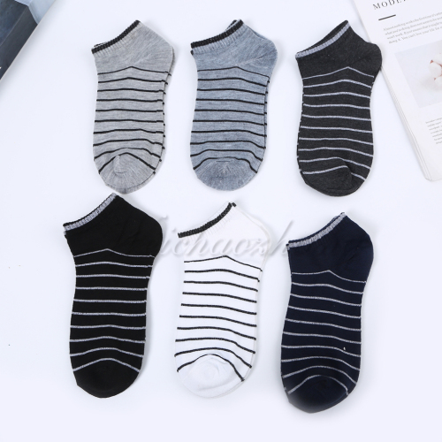 summer new striped pattern mixed color cotton socks fashion sports and leisure men and women short socks factory direct sales