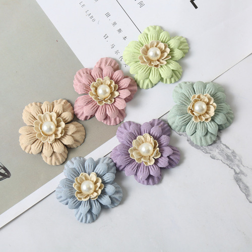 Factory Direct Sales Korean Imitation Microfiber Flowers New DIY Handmade Flower Clothing Brooch Shaping Flower Accessories