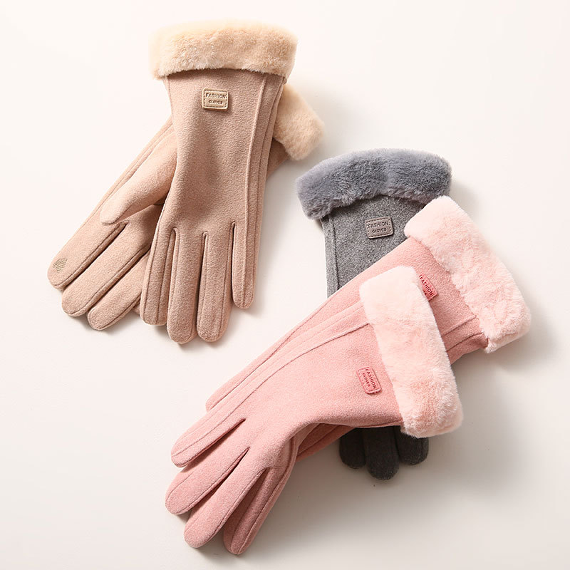 N702 Thermal Gloves Women's Winter Dralon Fleece-Lined Thickened Korean Style Autumn Outdoor Cy