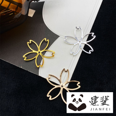 Factory Direct Supply Antique Hair Clasp DIY Headdress Material Package Hair Accessories Metal Hollow Five Petal Flower Laminate 27mm