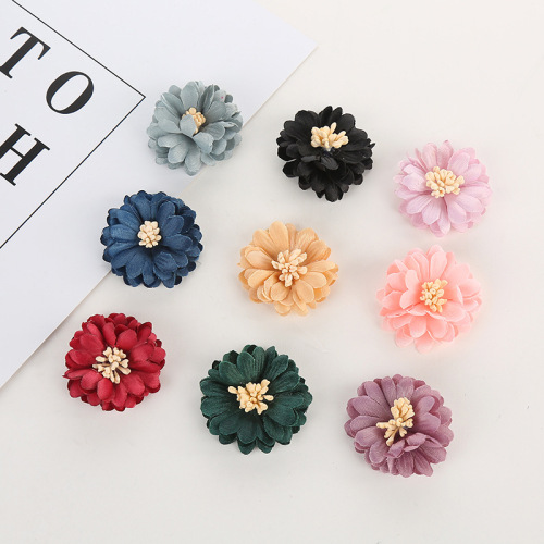 Korean Fabric chrysanthemum DIY Hair Accessories Head Accessories Accessories Hot Printed Pattern Pearl Bag Core Clothing Brooch Flower Accessories
