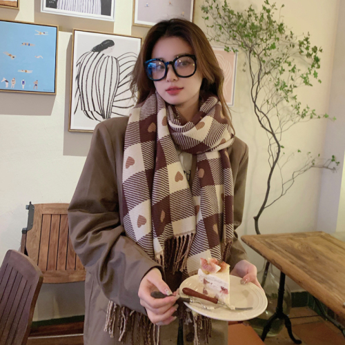 deep sea fashionable long love scarf for women winter thickened warm double-sided shawl