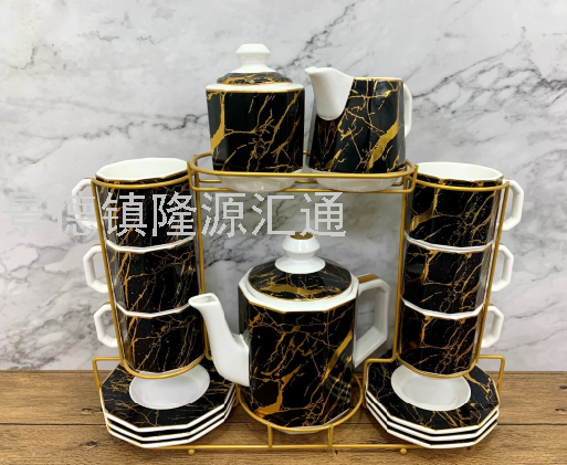 咖啡具陶瓷咖啡杯碟咖啡勺陶瓷杯水杯六杯碟保温壶茶壶茶具花茶杯