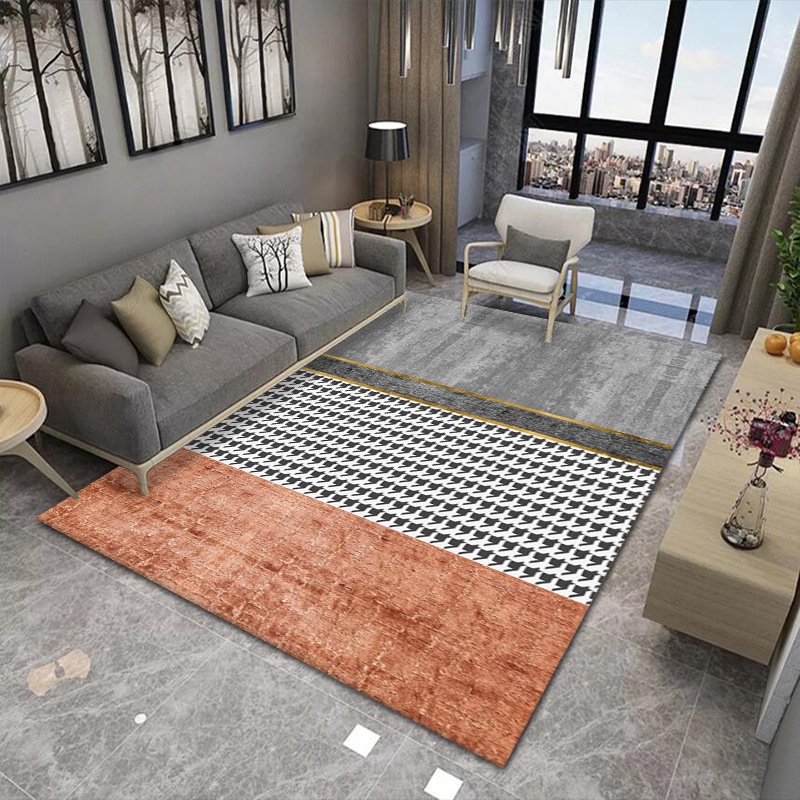 北欧简约风格地毯客厅茶几卧室床边垫现代几何长方形家用地毯地垫