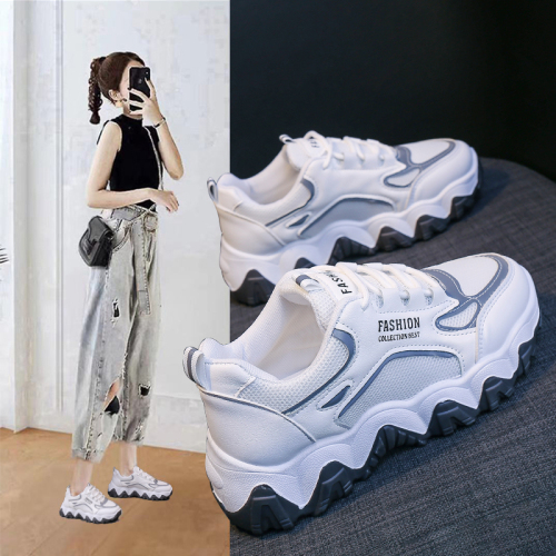 internet celebrity daddy shoes female ins trendy 2021 spring and autumn new sports shoes all-matching women‘s platform running casual shoes