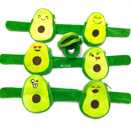 plush toy snap ring bracelet avocado snap ring bracelet coin purse cartoon embroidered zipper wallet for children
