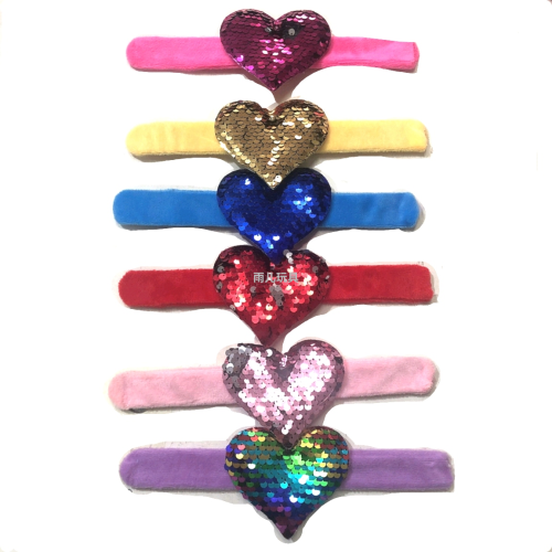 Valentine‘s Day Love Slap Watch Sequined Love Slap Bracelet Children‘s Bracelet Peach Heart Snap Ring Valentine‘s Day Gift