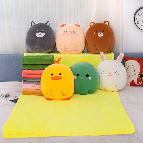 Internet Celebrity Cartoon Air Conditioner Pillow Plush Toy Car Quilt Dual-Use Lunch Break Blanket Gift Wholesale Printed Logo